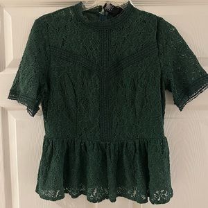 Vici green peplum Blouse Size L